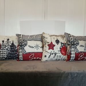 Festive Holiday Throw Pillows - Red and White